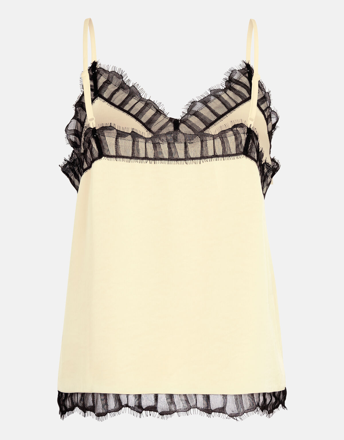 Kanten Satijnen Singlet Lichtgeel SHOEBY WOMEN