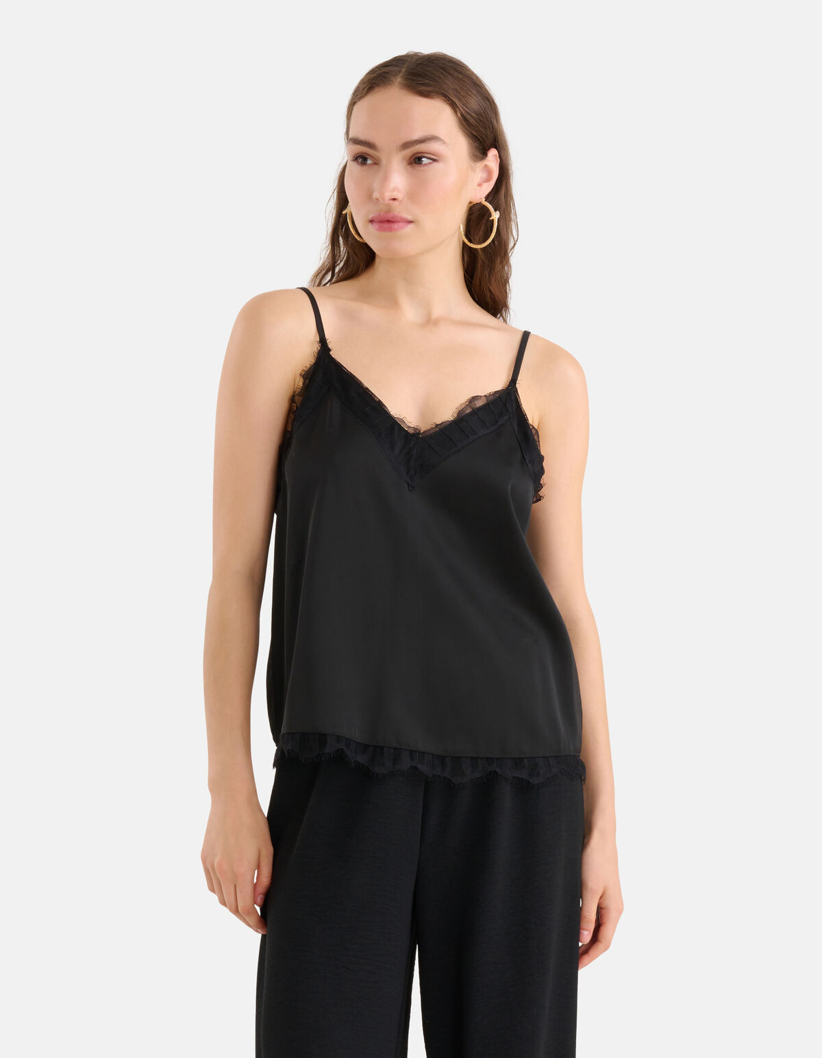 Satijnen Lace Top Zwart SHOEBY WOMEN