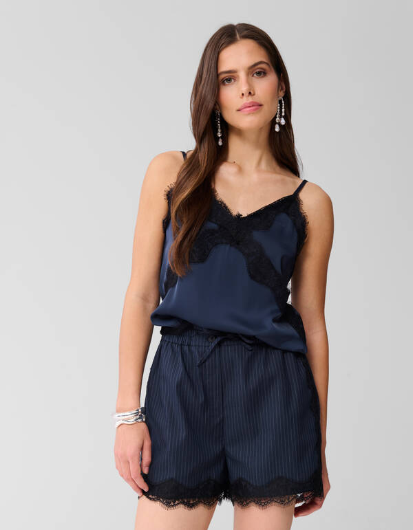 Kanten Top Donkerblauw SHOEBY WOMEN
