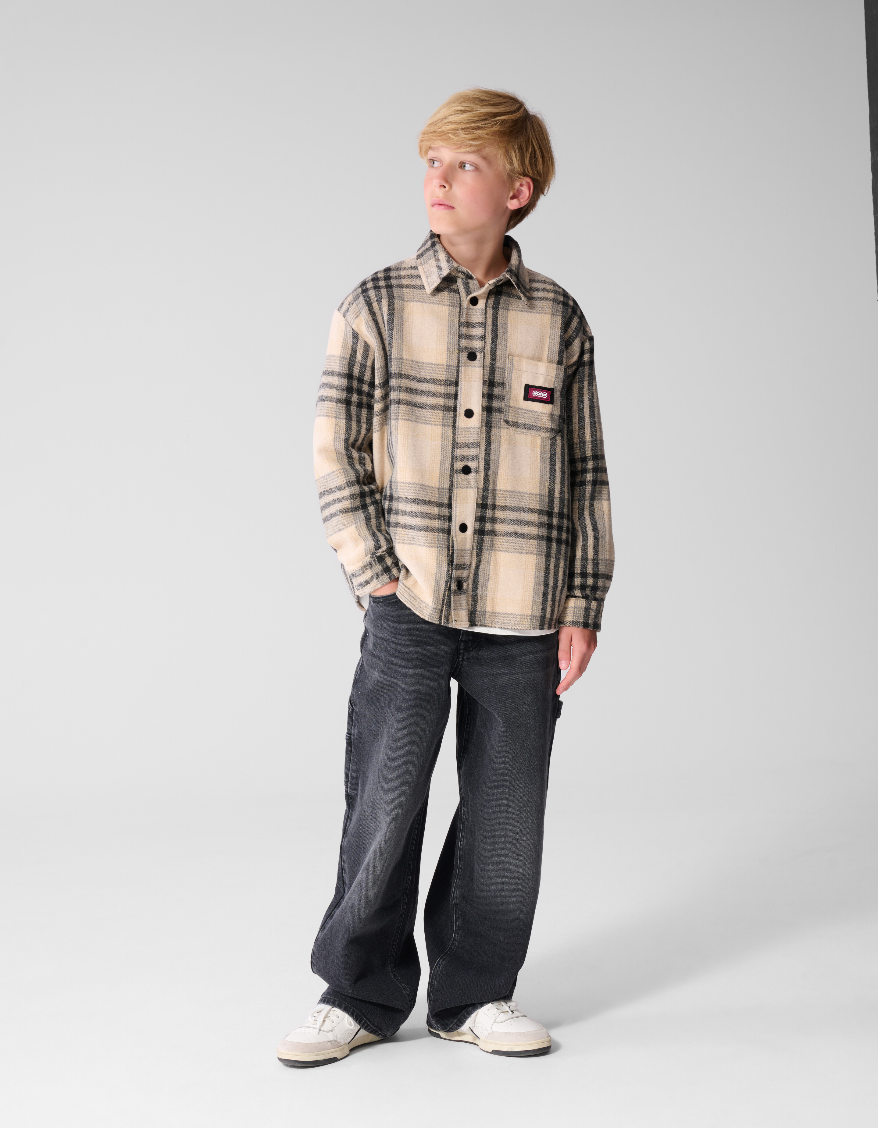 Destroyed Check Overshirt Gebroken Wit/Zwart SHOEBY BOYS