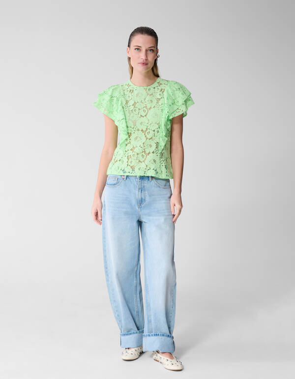 Kanten Ruffle Top Lichtgroen SHOEBY WOMEN