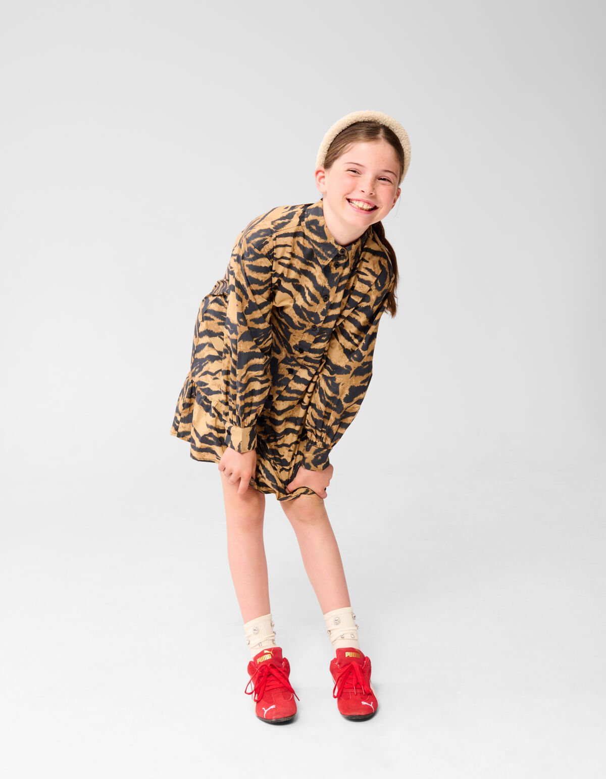 Tijgerprint Jurk Bruin SHOEBY GIRLS