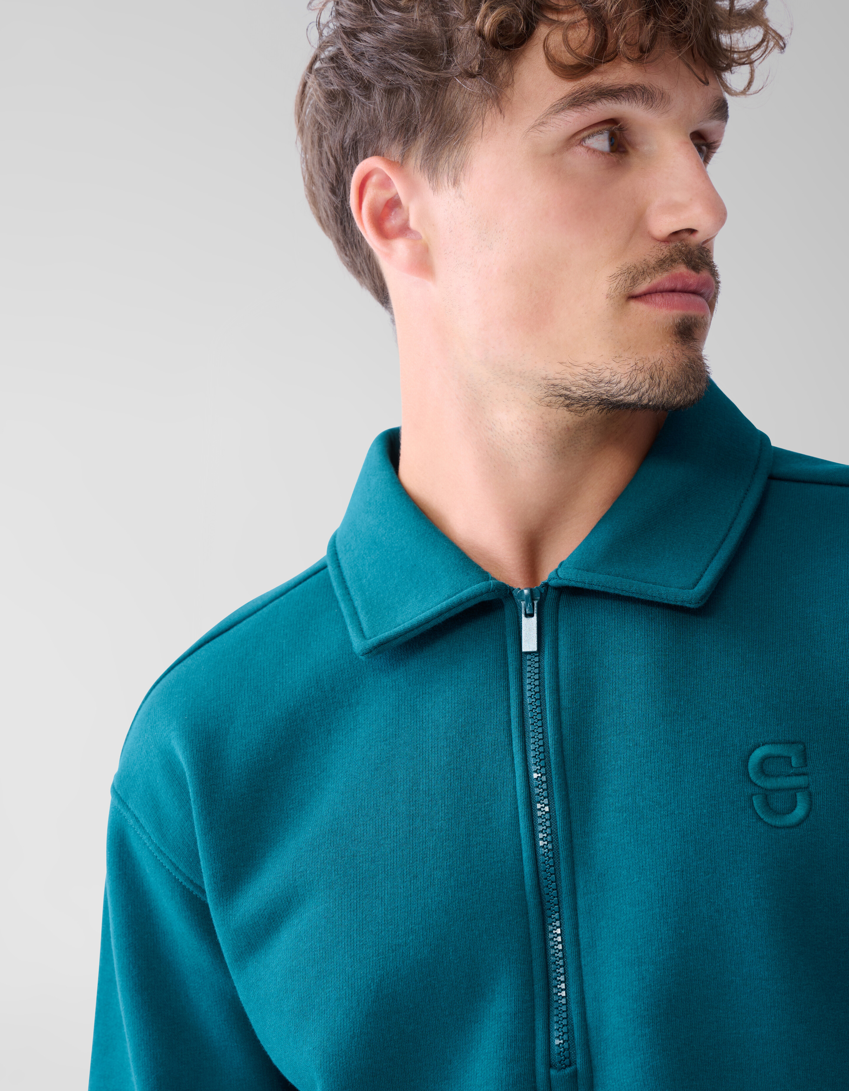 Zipper Badge Sweater Donkergroen SHOEBY MEN