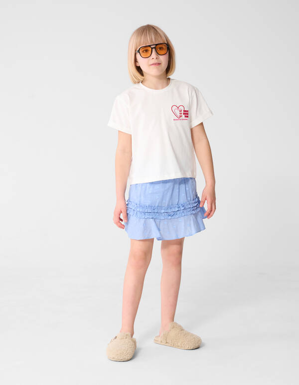 Ruffle Heart Mini Rok Lichtblauw SHOEBY GIRLS