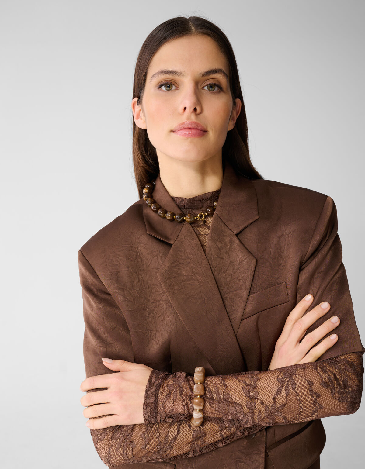 Ronde Beaded Ketting Bruin SHOEBY ACCESSOIRES