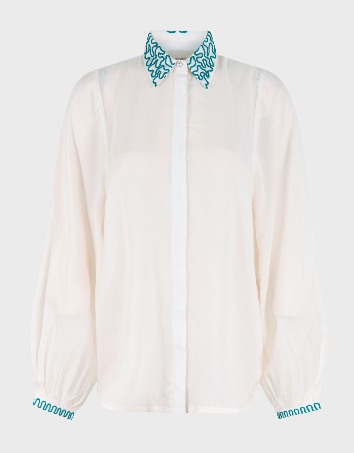 Cord Embroidery Blouse Gebroken Wit SHOEBY WOMEN