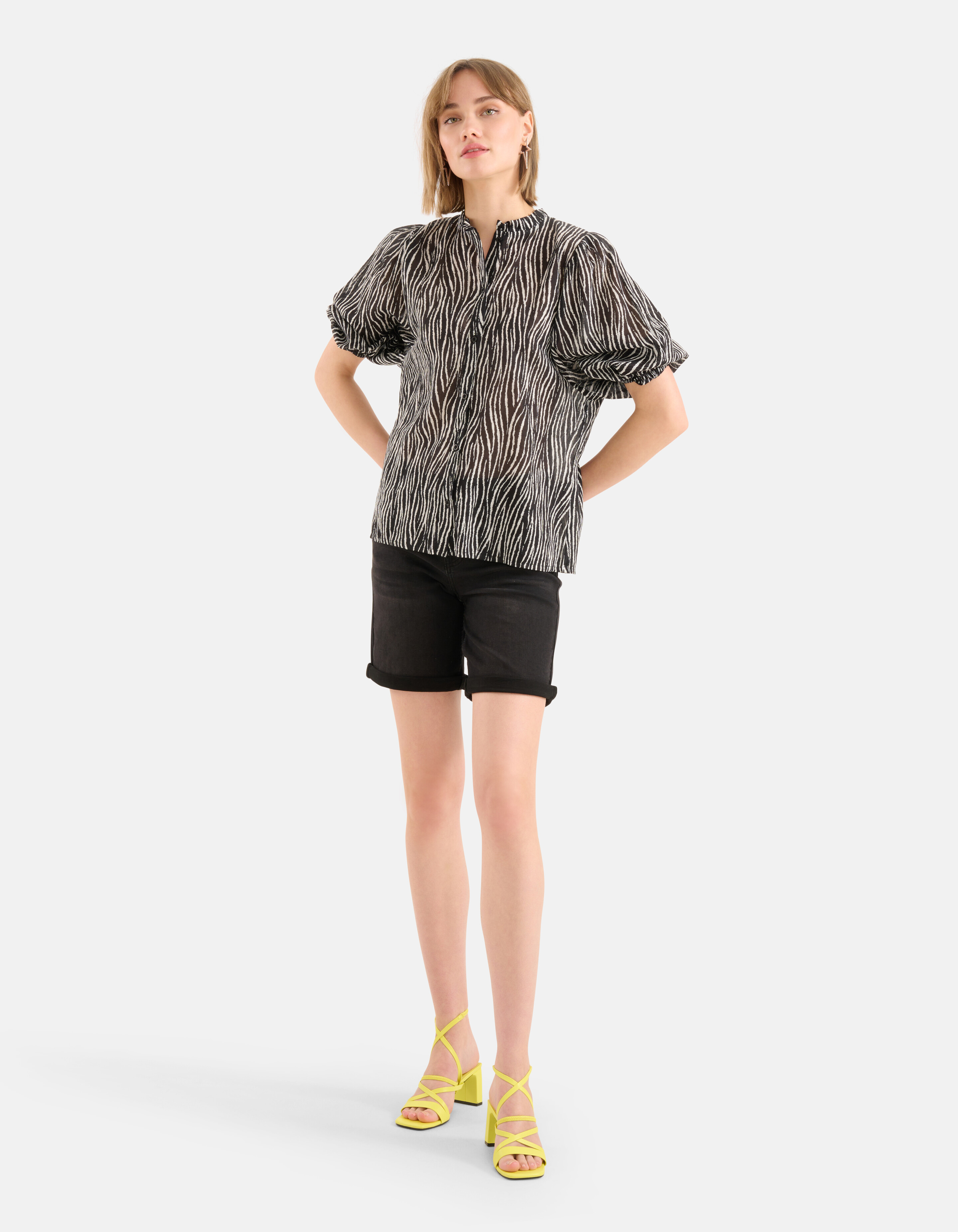 Zebra Voile Blouse Zwart SHOEBY WOMEN
