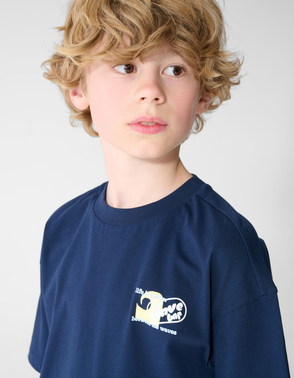 Oversized Waves Artwork T-shirt Donkerblauw SHOEBY BOYS