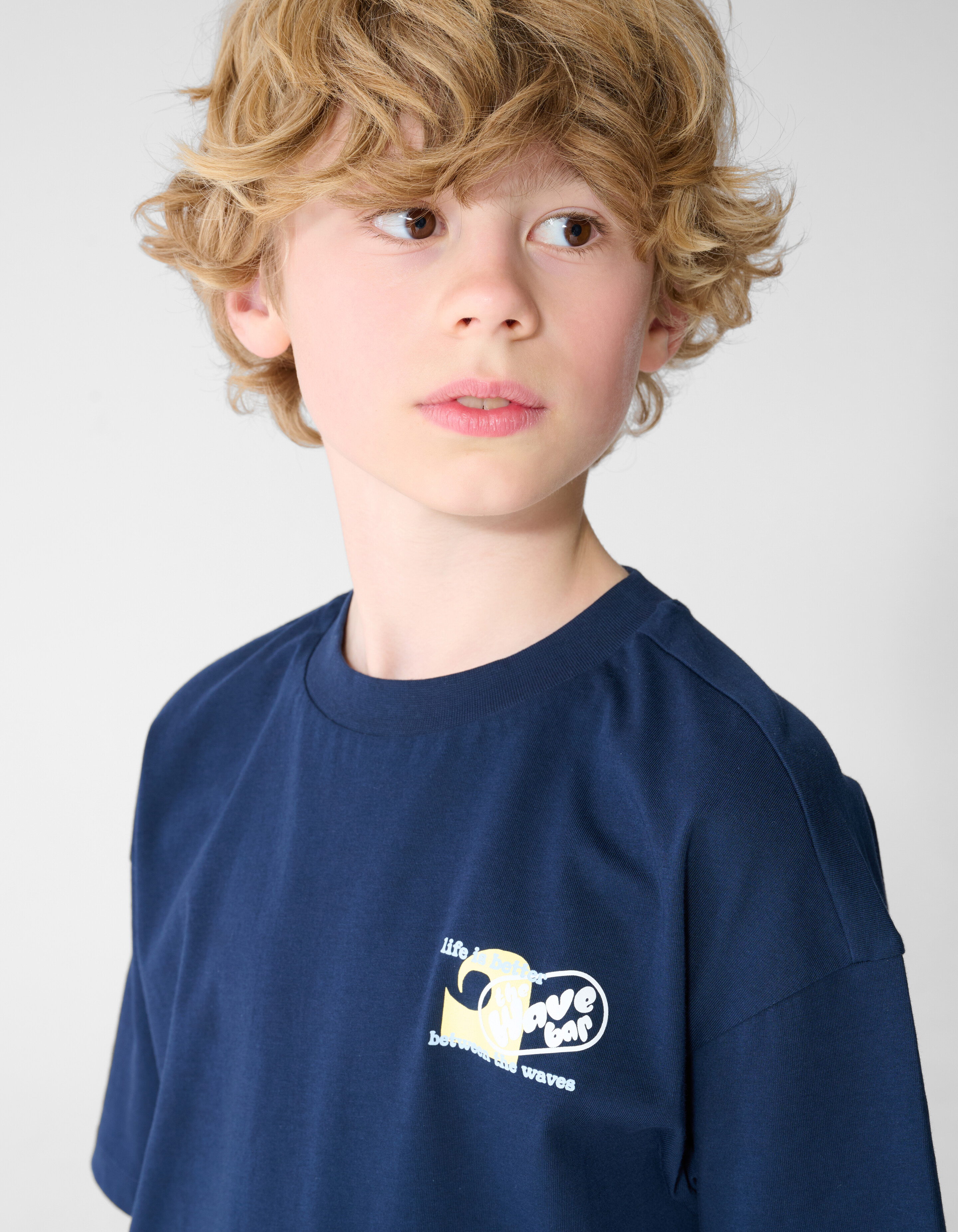 Oversized Waves Artwork T-shirt Donkerblauw SHOEBY BOYS