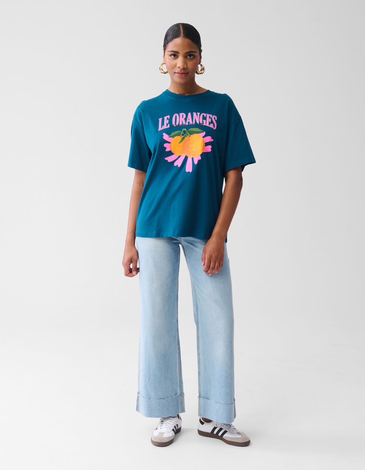 Orange Artwork T-shirt Blauw SHOEBY WOMEN