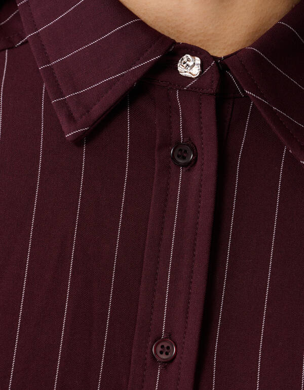 Oversized Pinstripe Blouse Donkerrood SHOEBY WOMEN