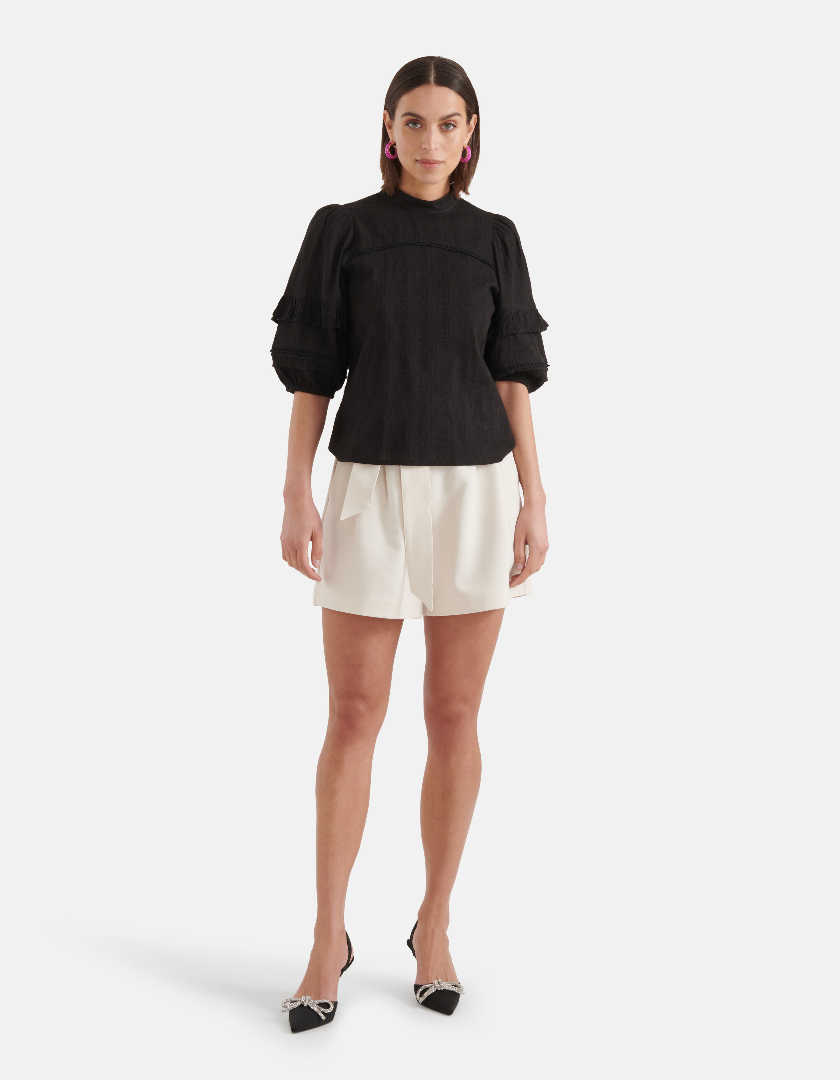 Ruffle Blouse Zwart SHOEBY WOMEN