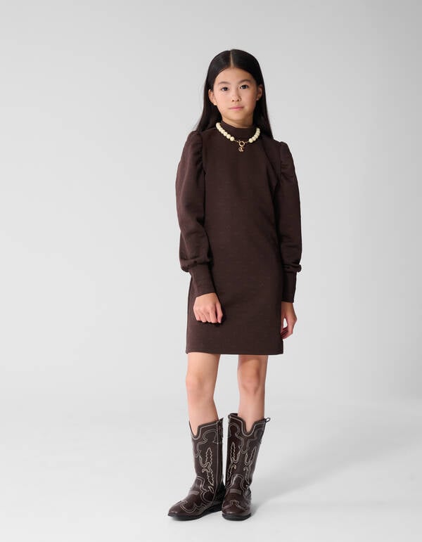 Jacquard Mini Jurk Donkerbruin SHOEBY GIRLS