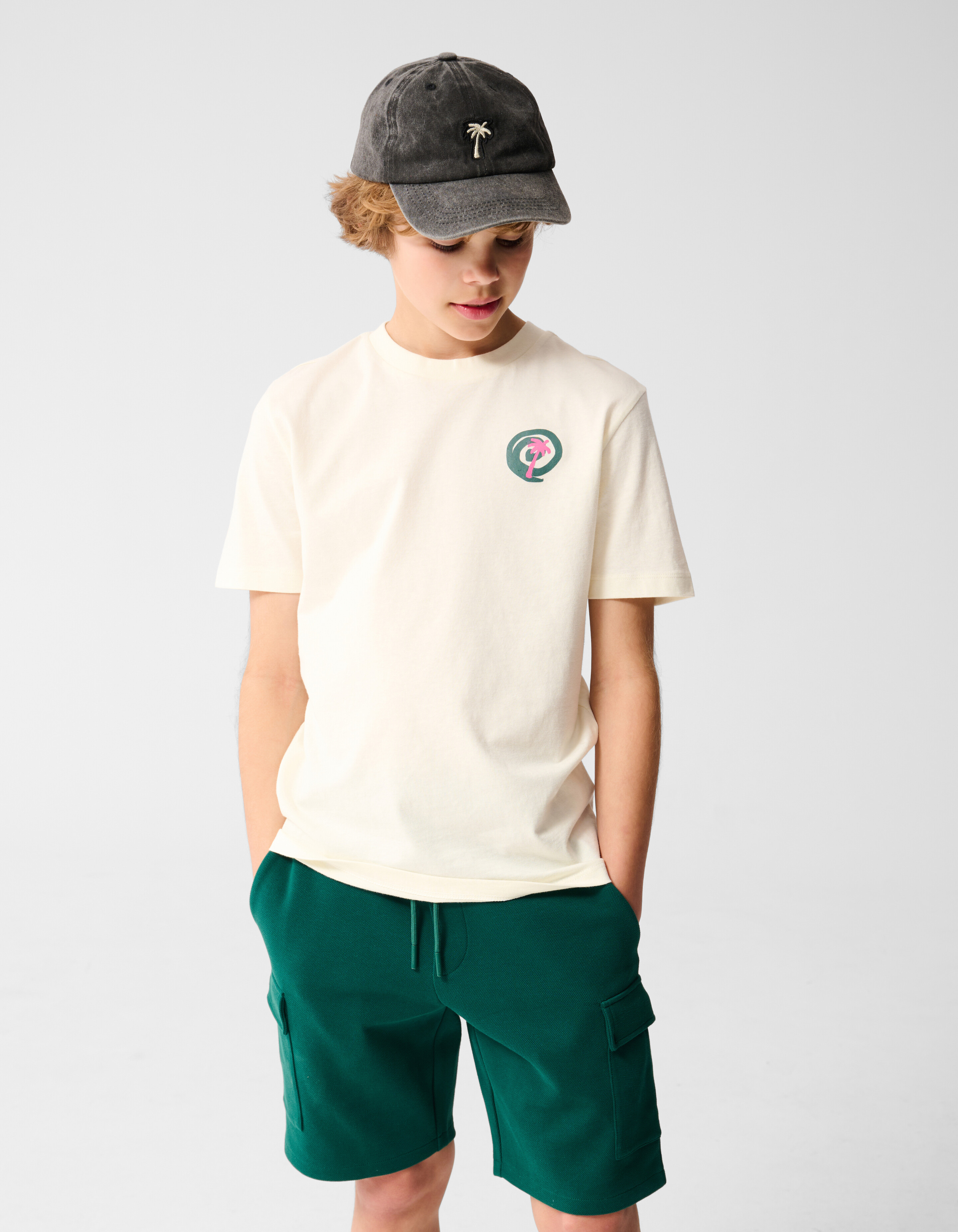 Palm Artwork T-shirt Gebroken Wit SHOEBY BOYS