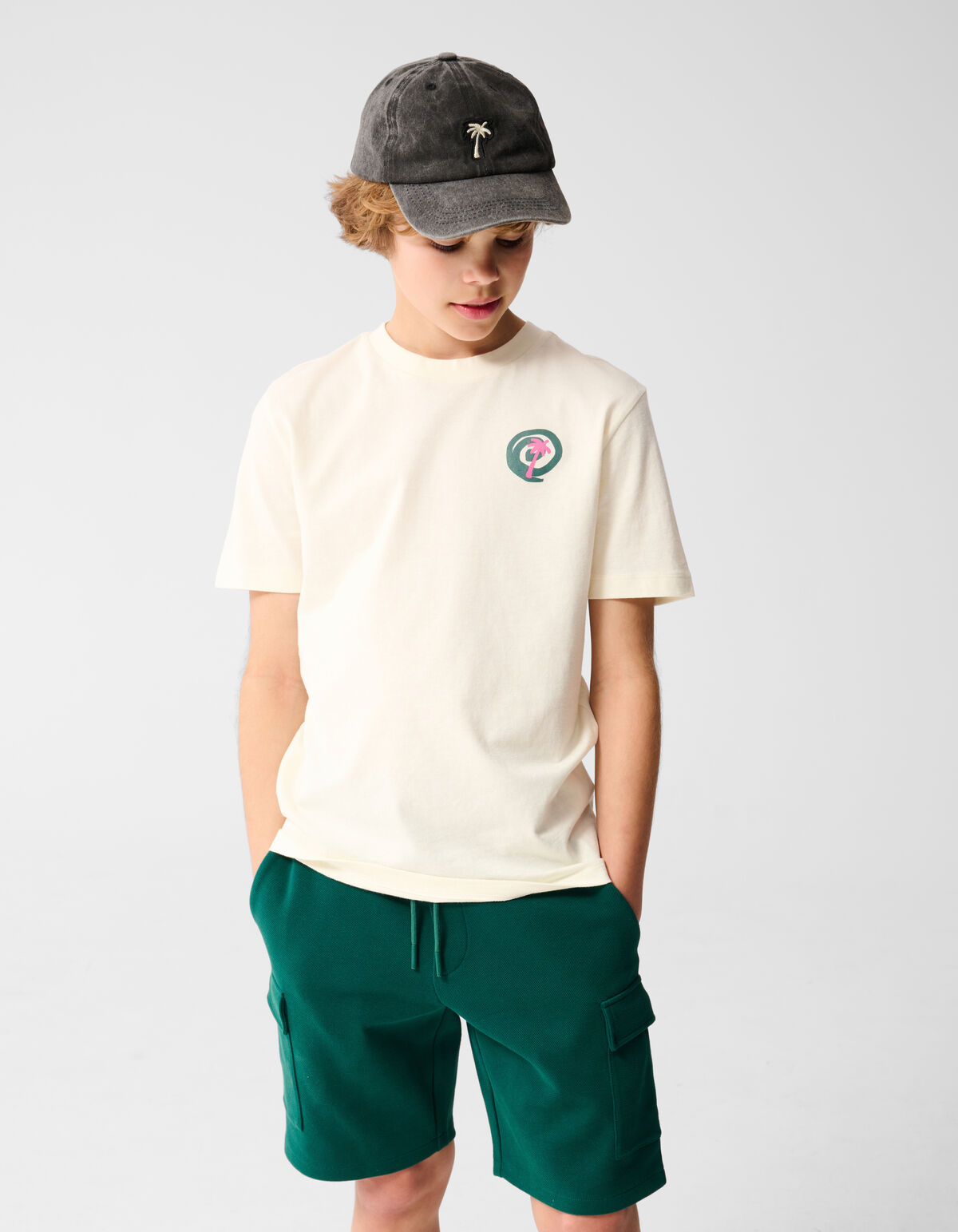 Palm Artwork T-shirt Gebroken Wit SHOEBY BOYS