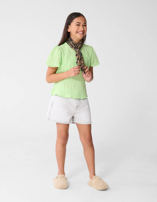 Crinkle Peplum Top Lichtgroen SHOEBY GIRLS