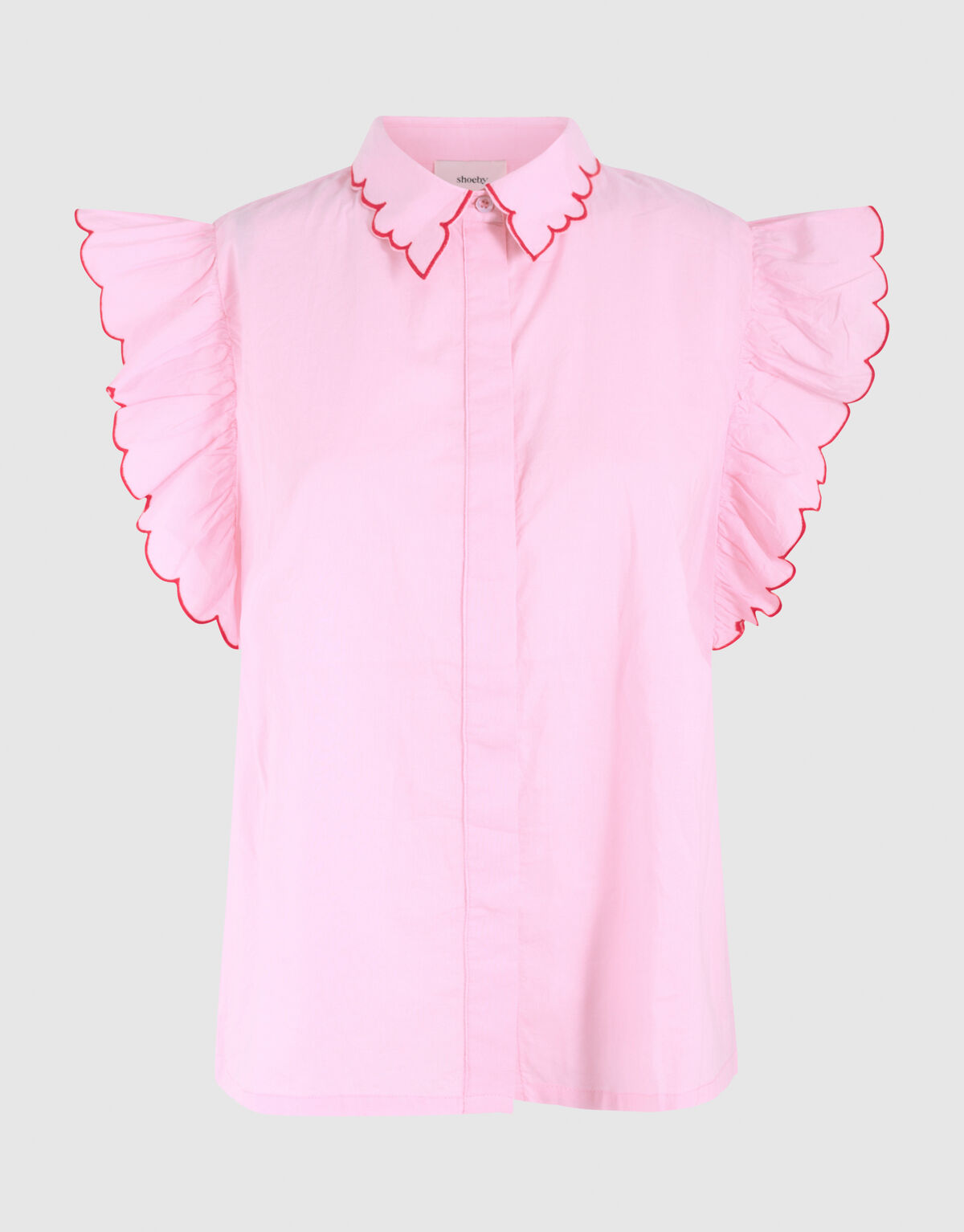 Embroidery Ruffle Top Roze SHOEBY WOMEN