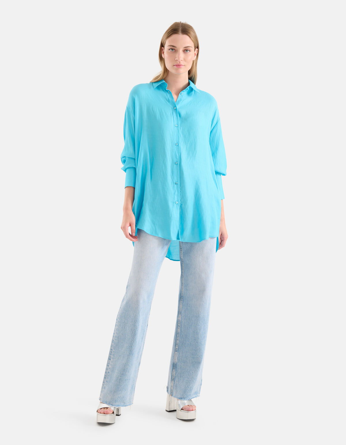 Washed Blouse Jurk Blauw SHOEBY WOMEN