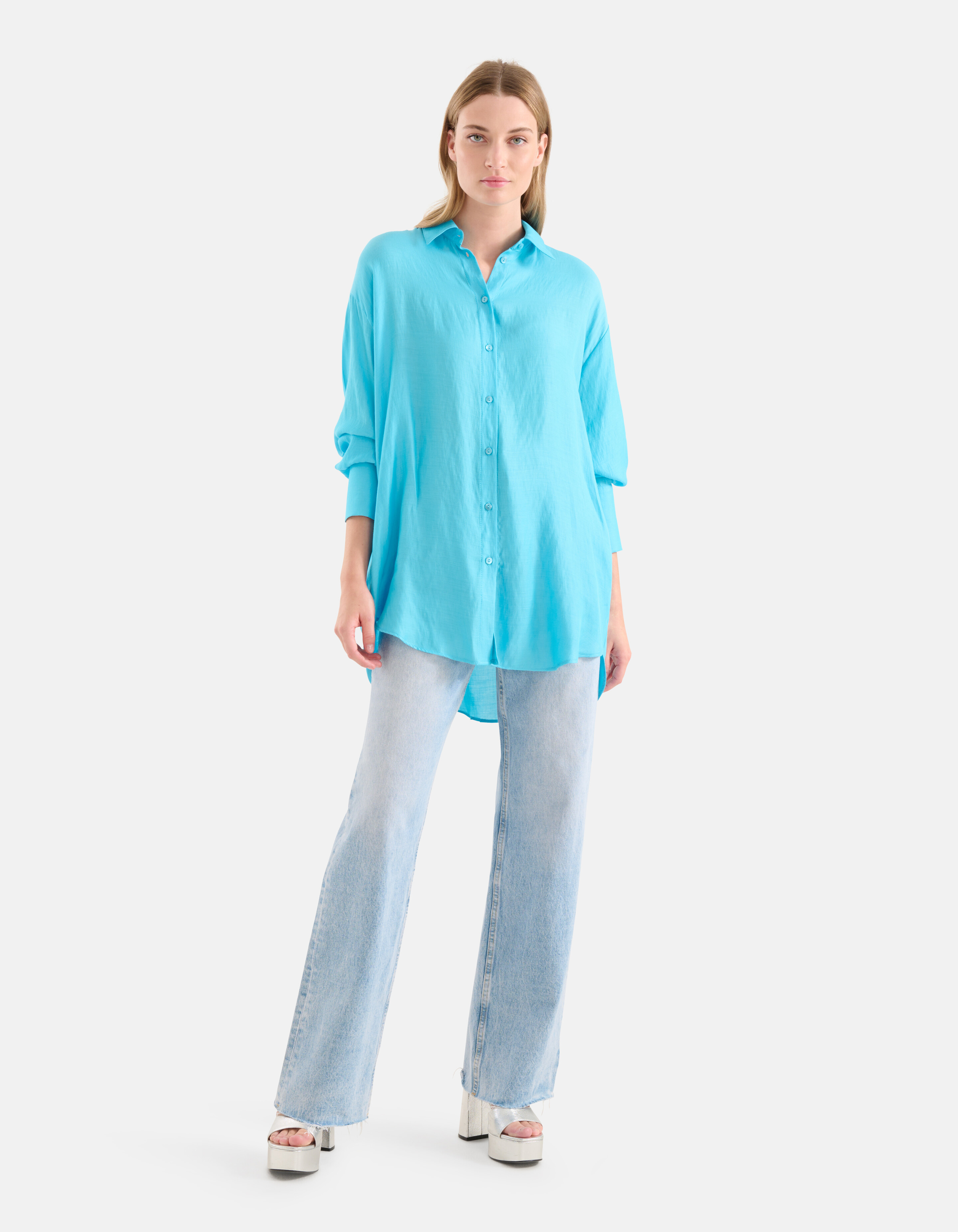 Washed Blouse Jurk Blauw SHOEBY WOMEN