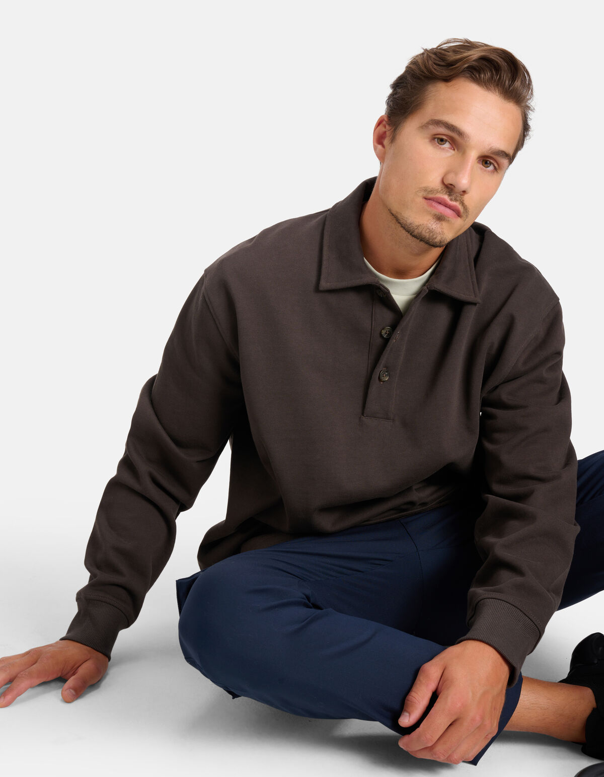 Lange Mouwen Polo Donkerbruin By Fred SHOEBY MEN
