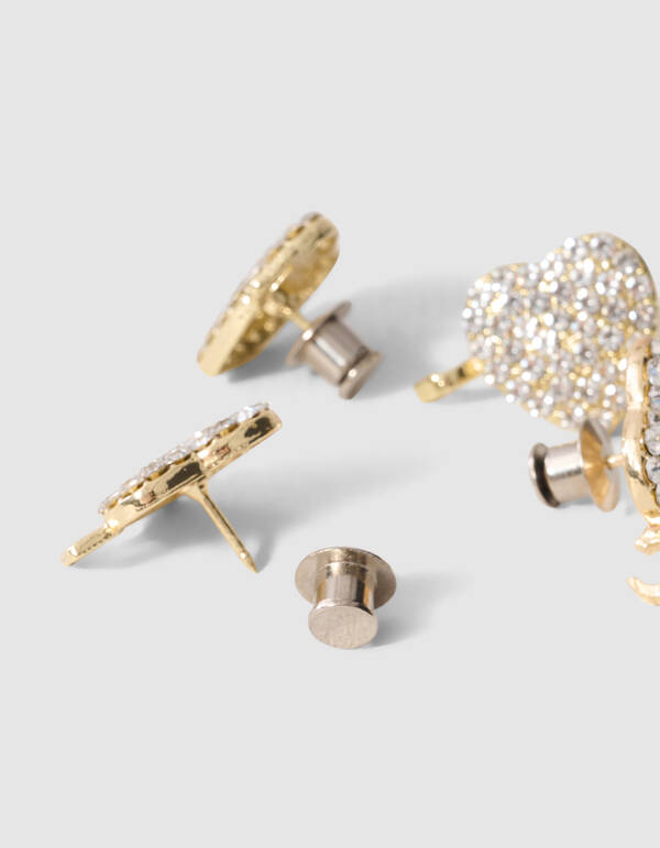 Strass Heart Jeans Pins Goud SHOEBY ACCESSOIRES