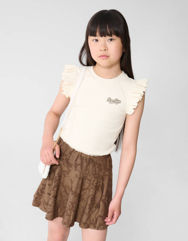 Brooklyn Ruffle Rib Top Gebroken Wit SHOEBY GIRLS