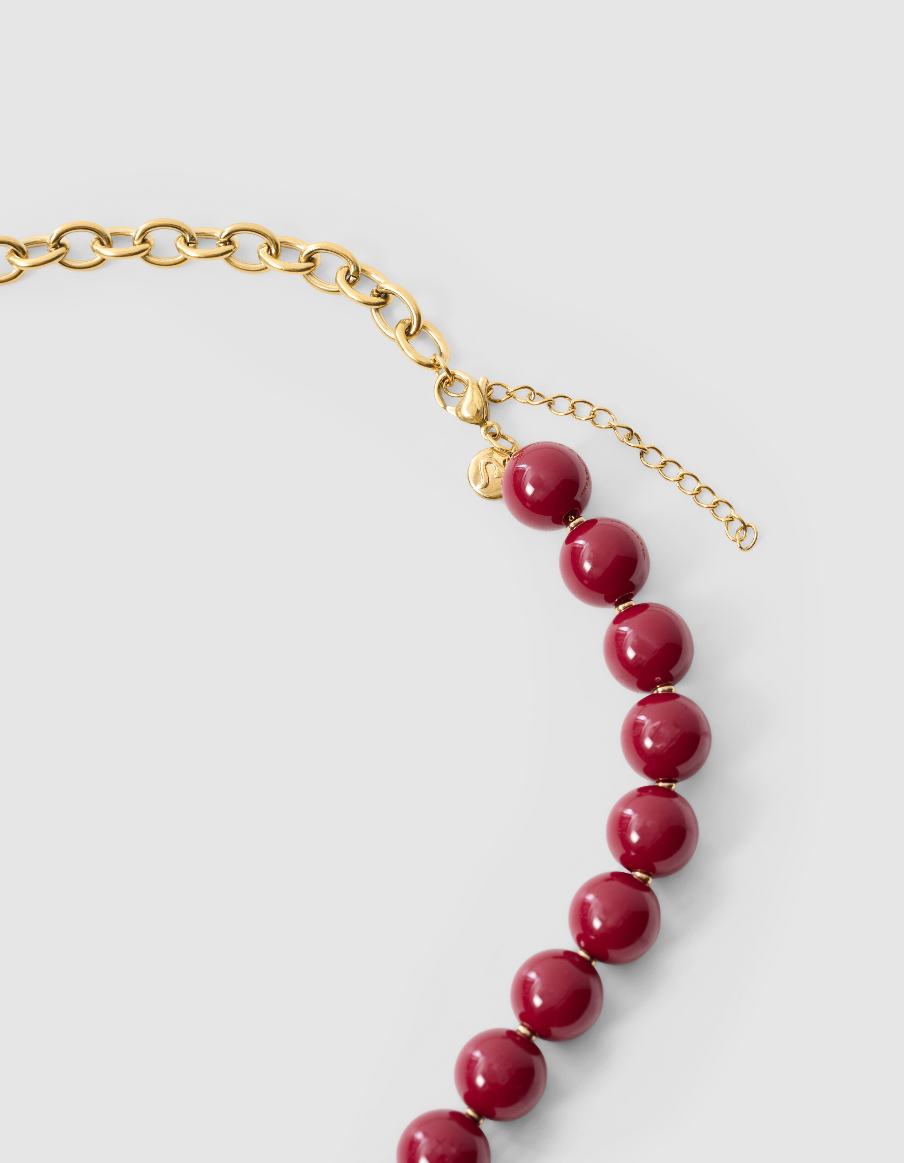 Beaded Charm Ketting Donkerrood SHOEBY ACCESSOIRES