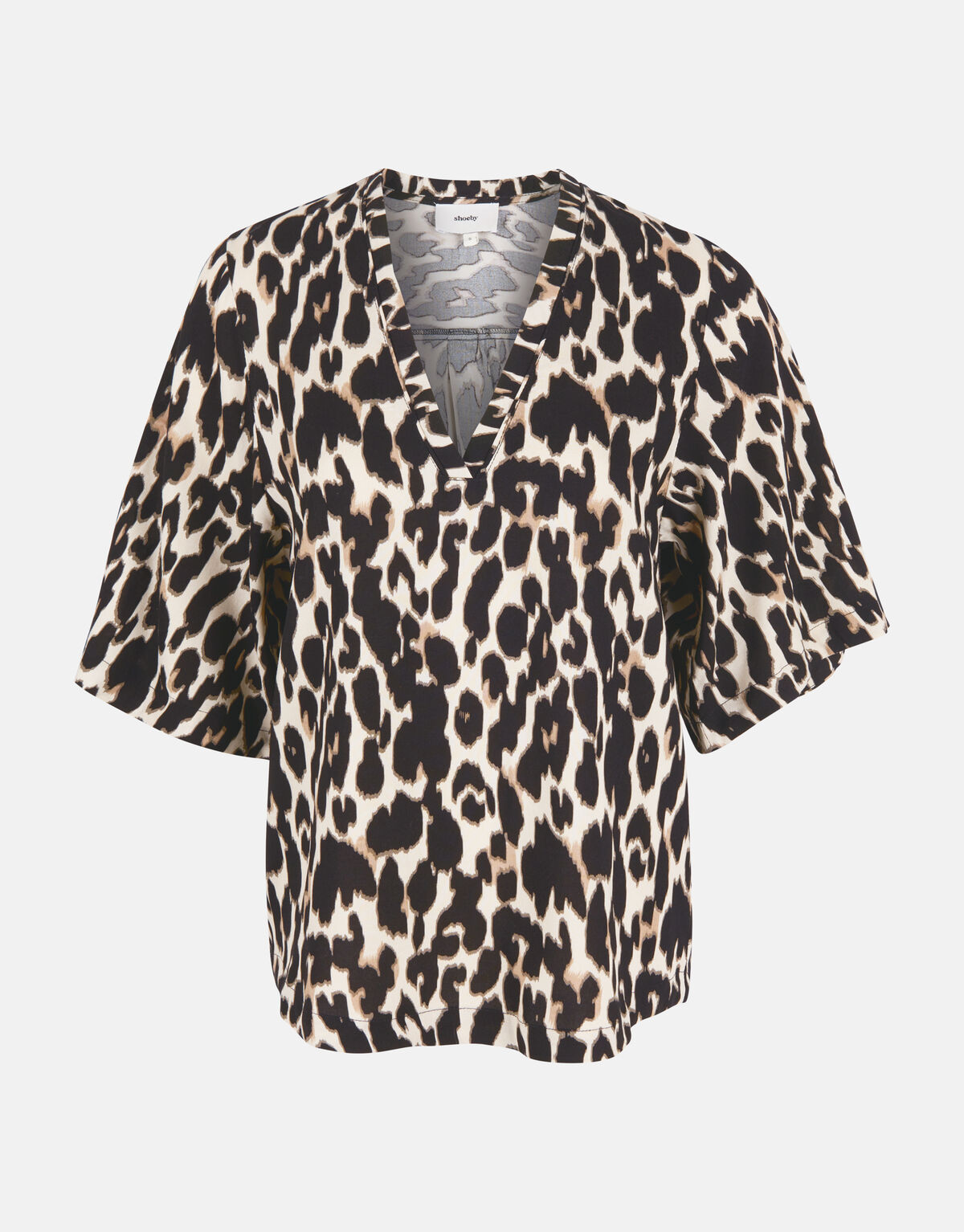 Leopard V-hals Top Bruin SHOEBY WOMEN