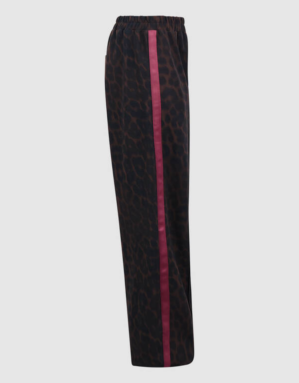 Leopard Stripe Wide Leg Fit Broek Donkerbruin SHOEBY GIRLS