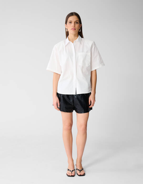 Oversized Short Sleeve Blouse Wit SHOEBY WOMEN