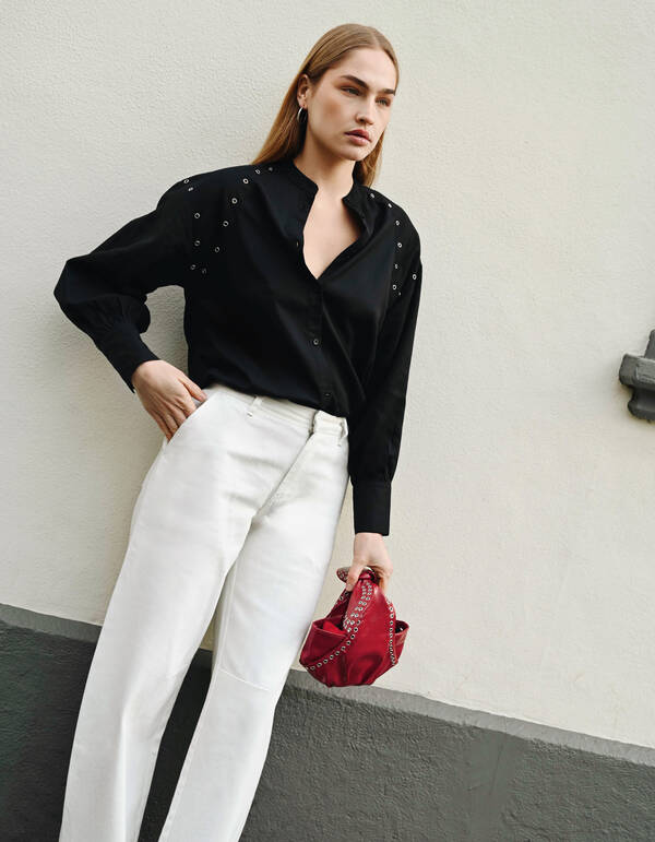 Eyelet Blouse Zwart SHOEBY WOMEN