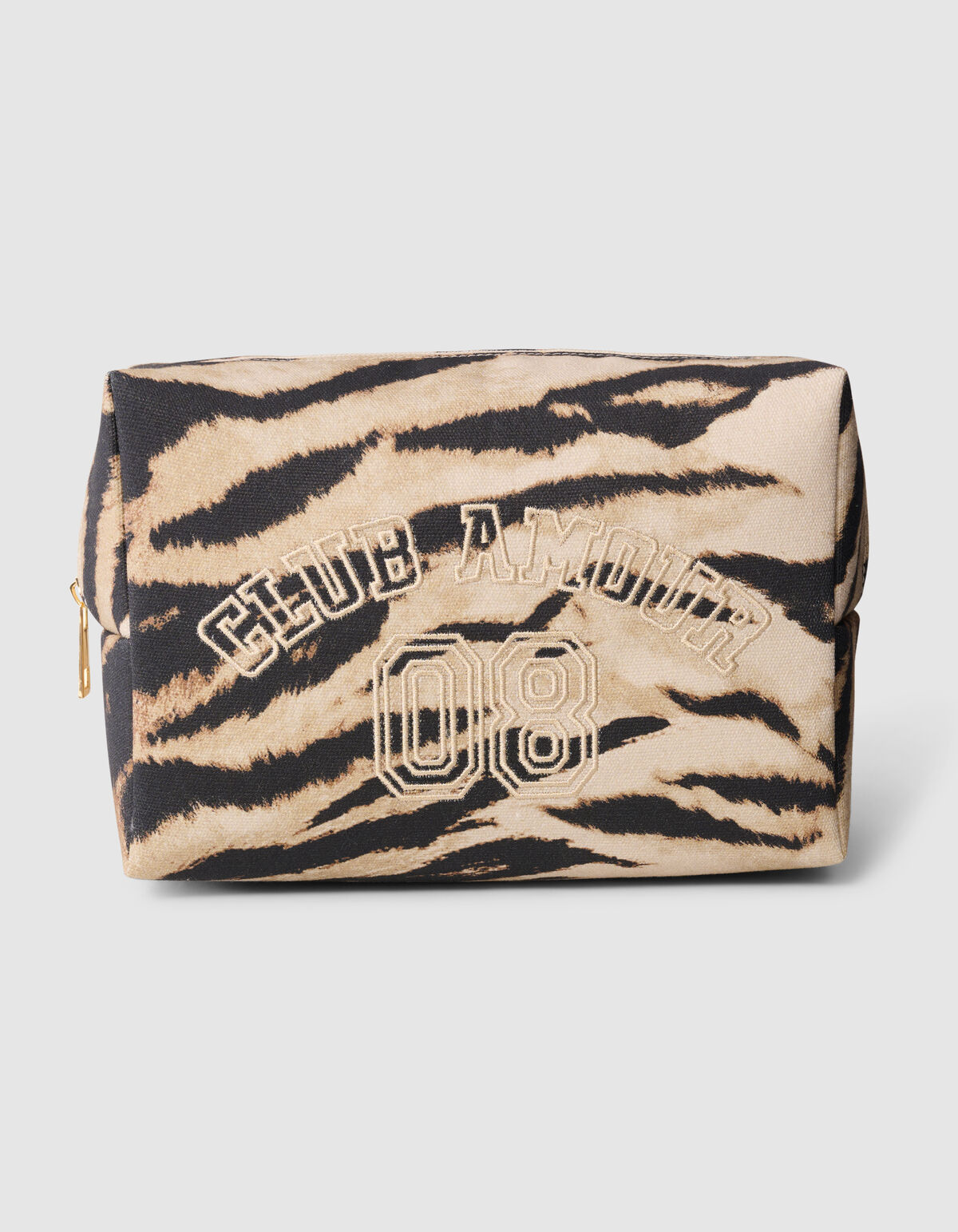 Tijger Embroidery Make-Up Tas Bruin SHOEBY ACCESSOIRES