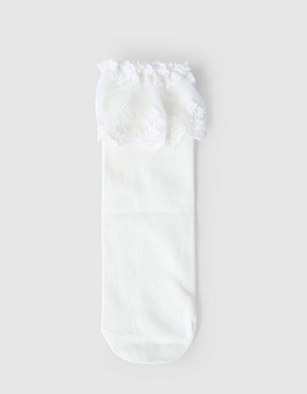 Ruffle Kant Sokken Wit SHOEBY ACCESSOIRES