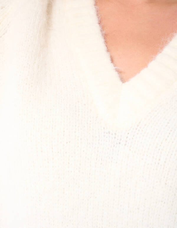 Oversized V-hals Gebreide Trui Wit SHOEBY WOMEN