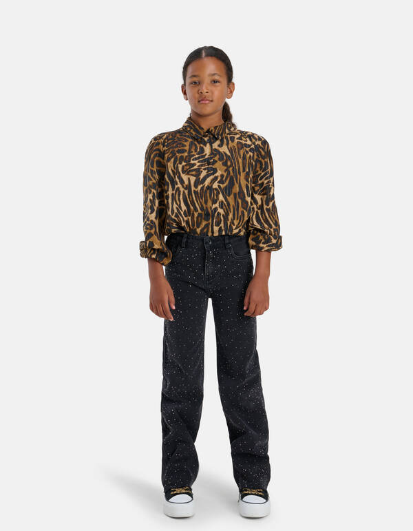 Strass Straight Denim Jeans Zwart SHOEBY GIRLS