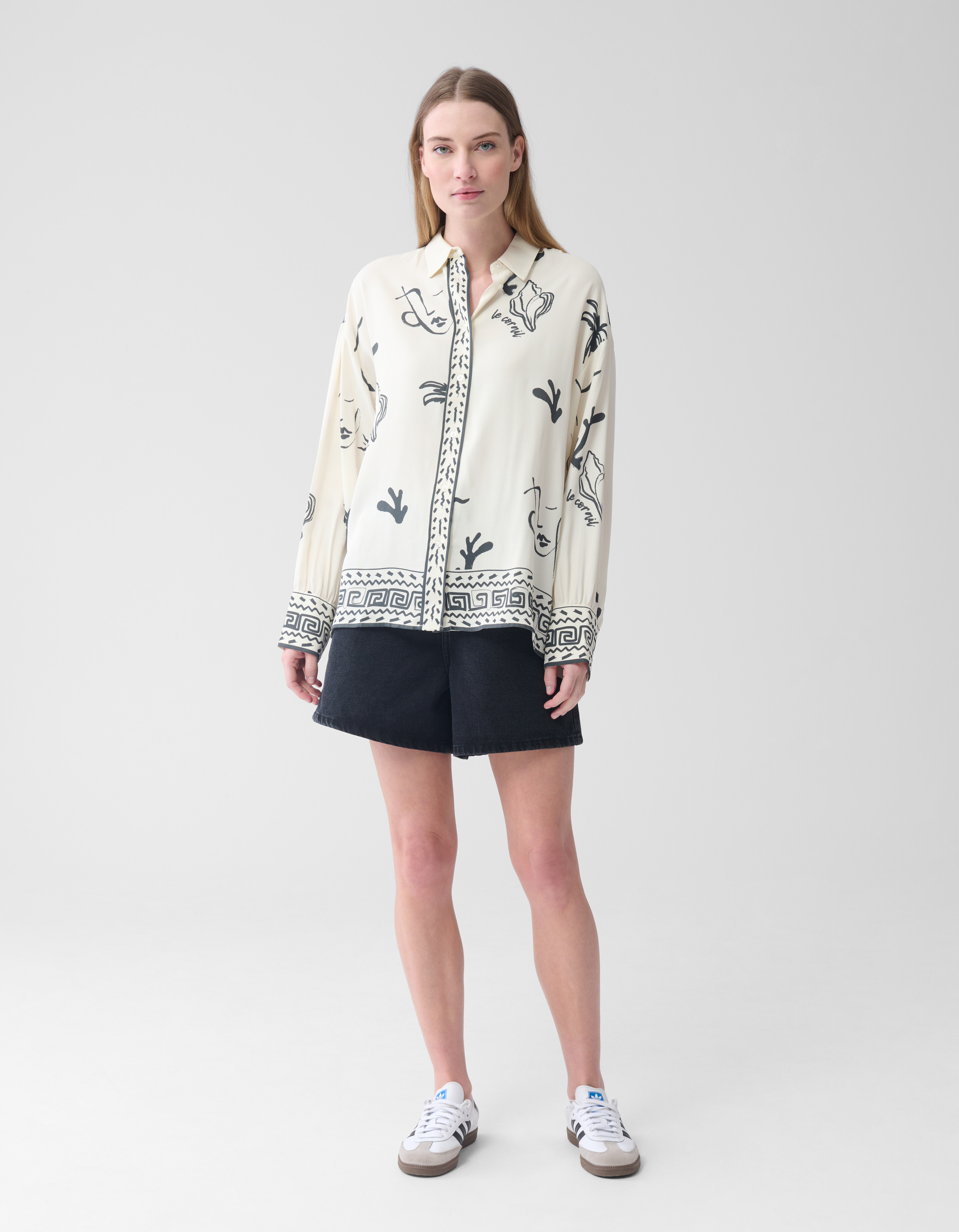 Printed Dessert Blouse Zwart/Wit SHOEBY WOMEN