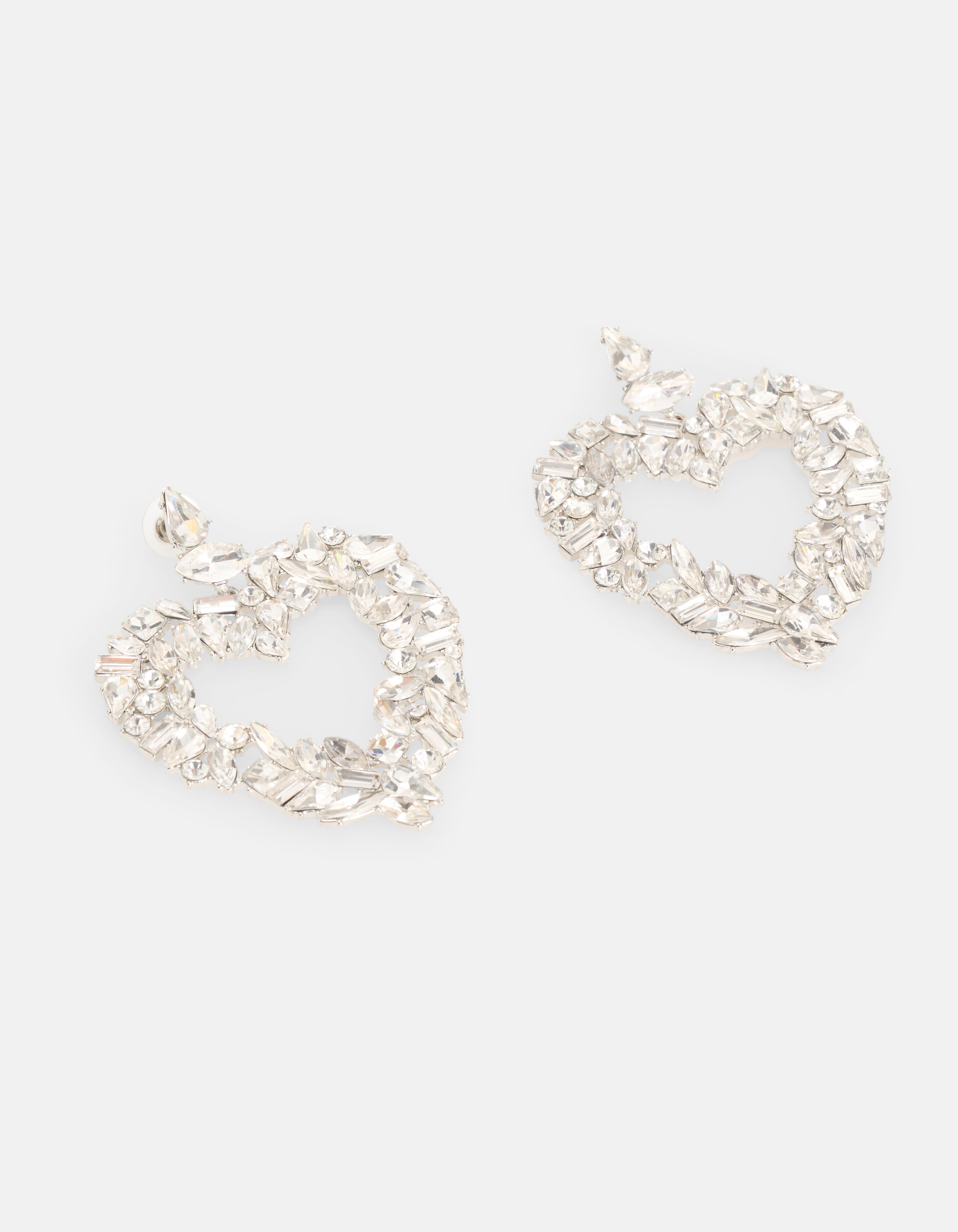 Strass Hartjes Oorbellen Zilver SHOEBY ACCESSOIRES