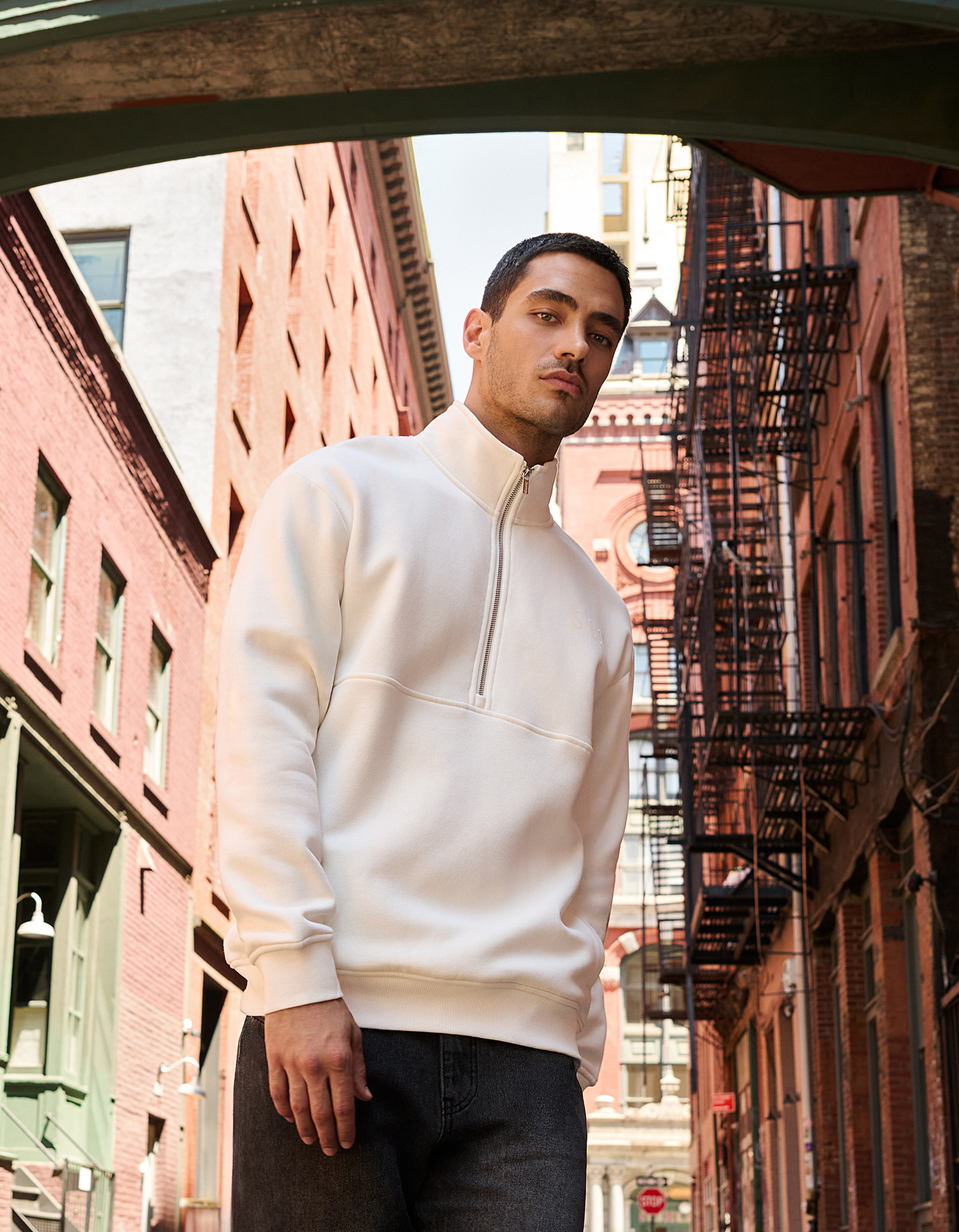Half Zip Sweater Gebroken Wit SHOEBY MEN
