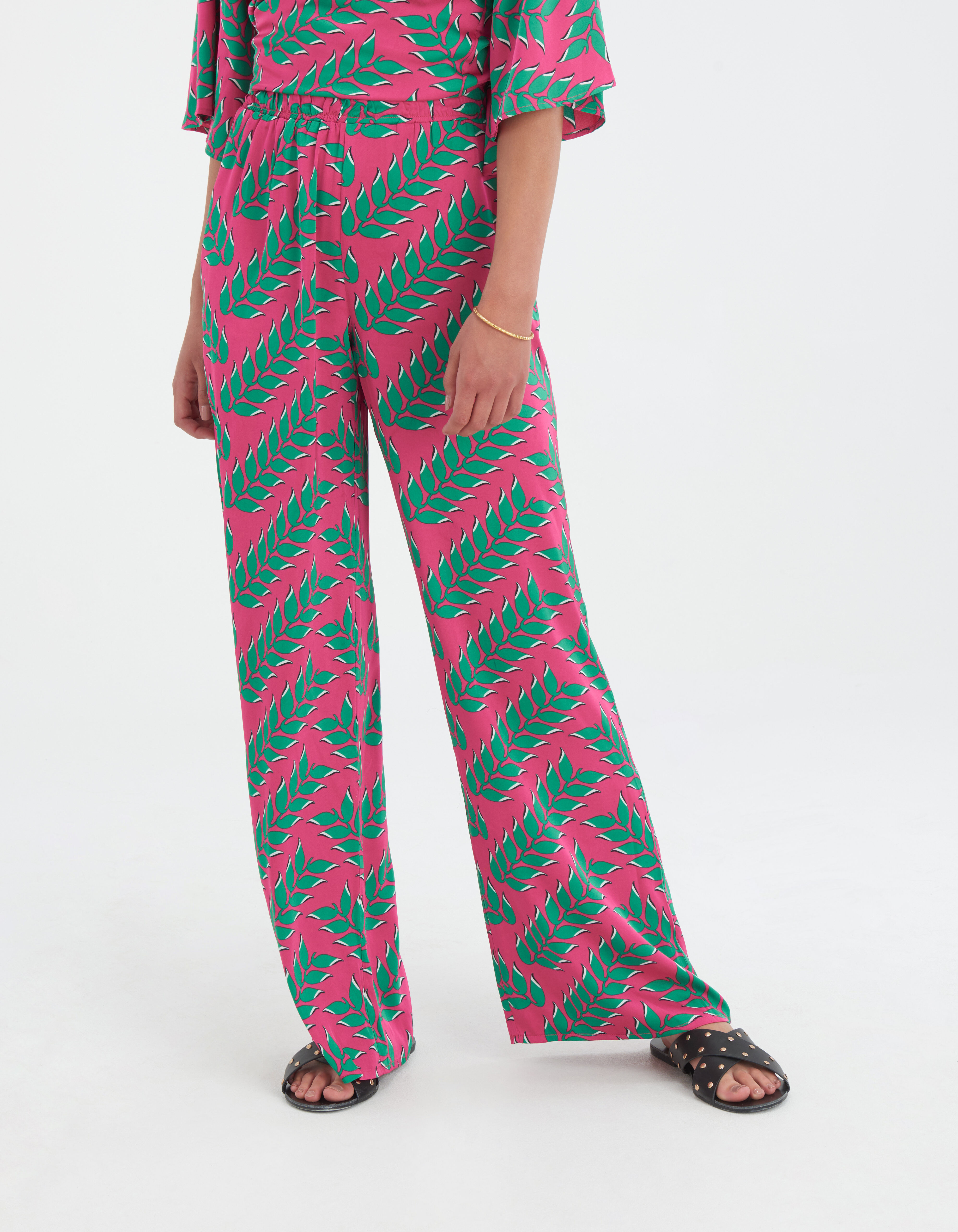 Printed Wide Leg Broek Shoeby