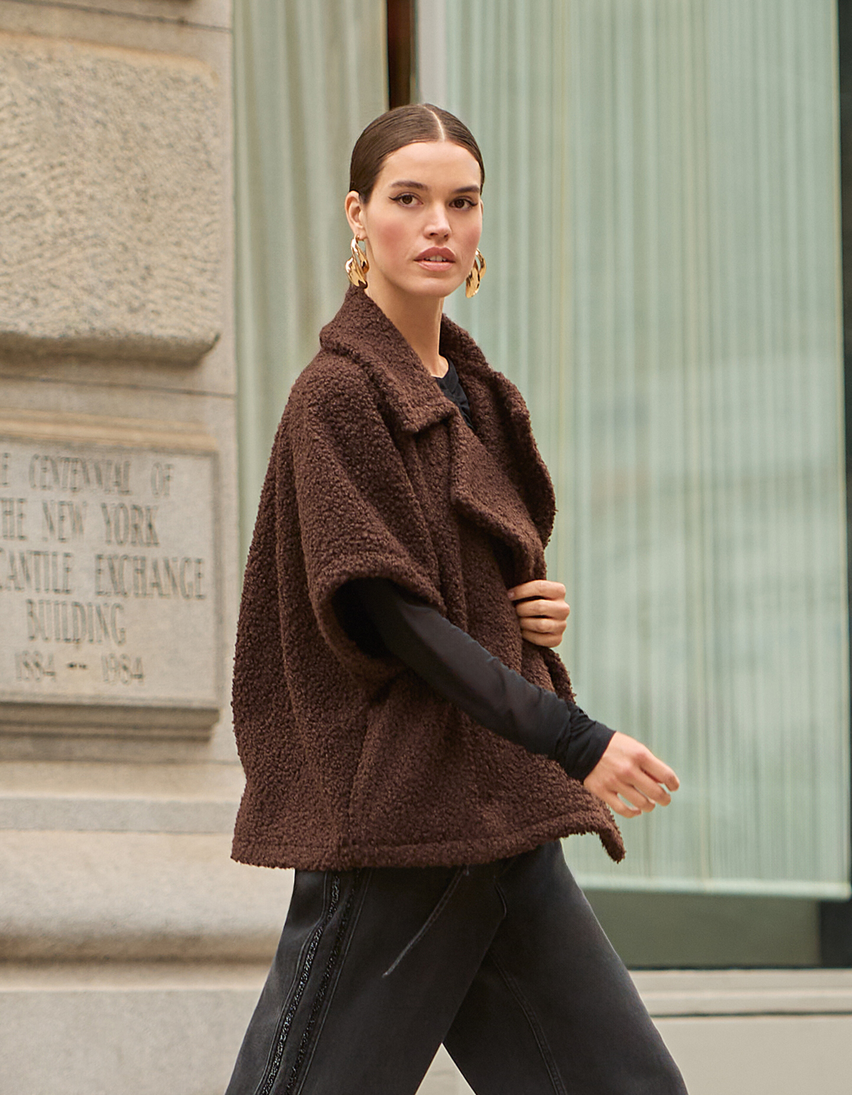 Oversized Teddy Gilet Donkerbruin SHOEBY WOMEN