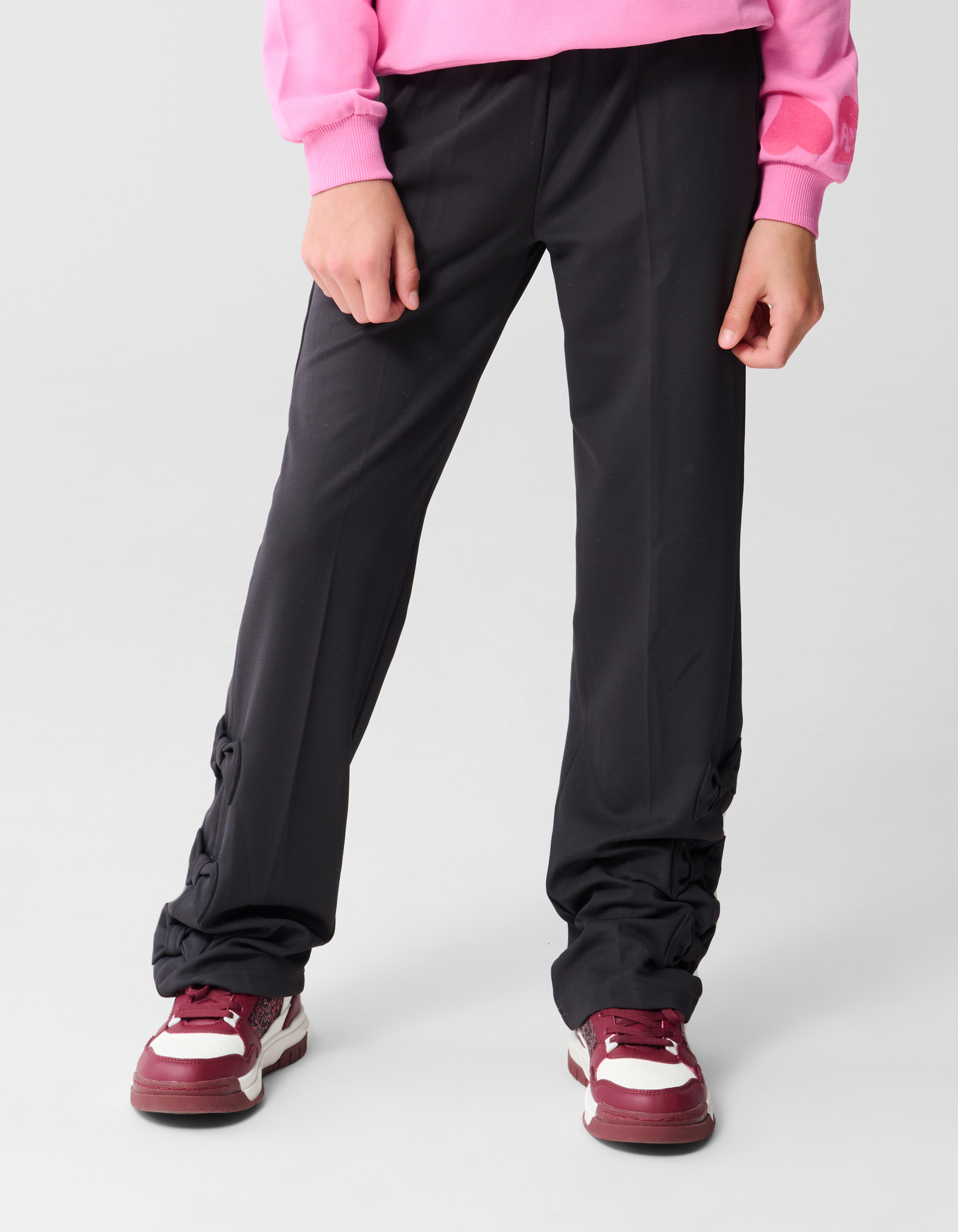 Sporty Strik Wide Leg Broek Donkergrijs SHOEBY GIRLS
