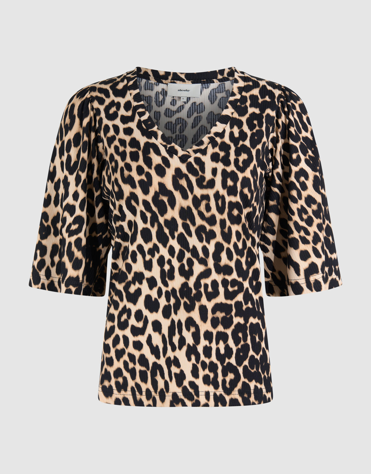 Leopard Ruffle Rib Top Bruin SHOEBY WOMEN