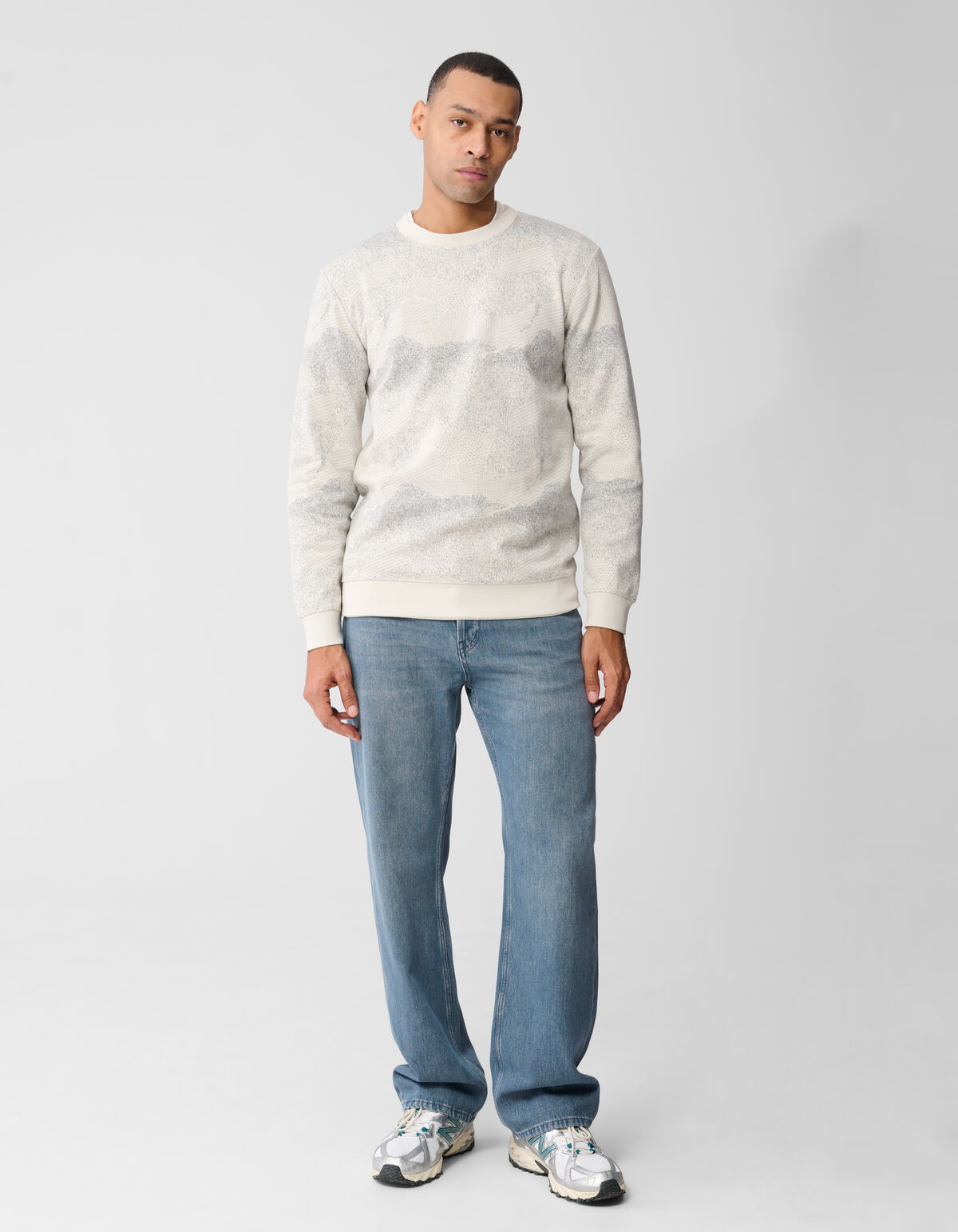 Jacquard Camo Sweater Gebroken Wit SHOEBY MEN