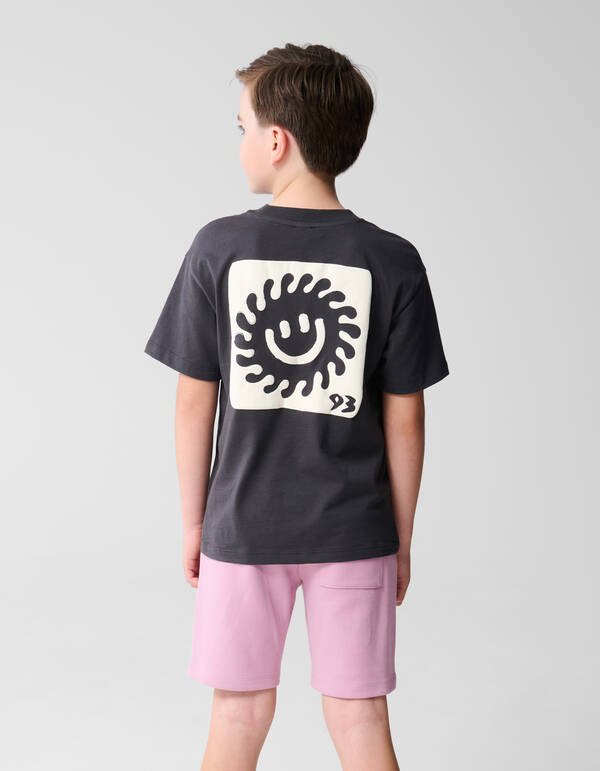 Smiley Sun Artwork T-shirt Donkergrijs SHOEBY BOYS