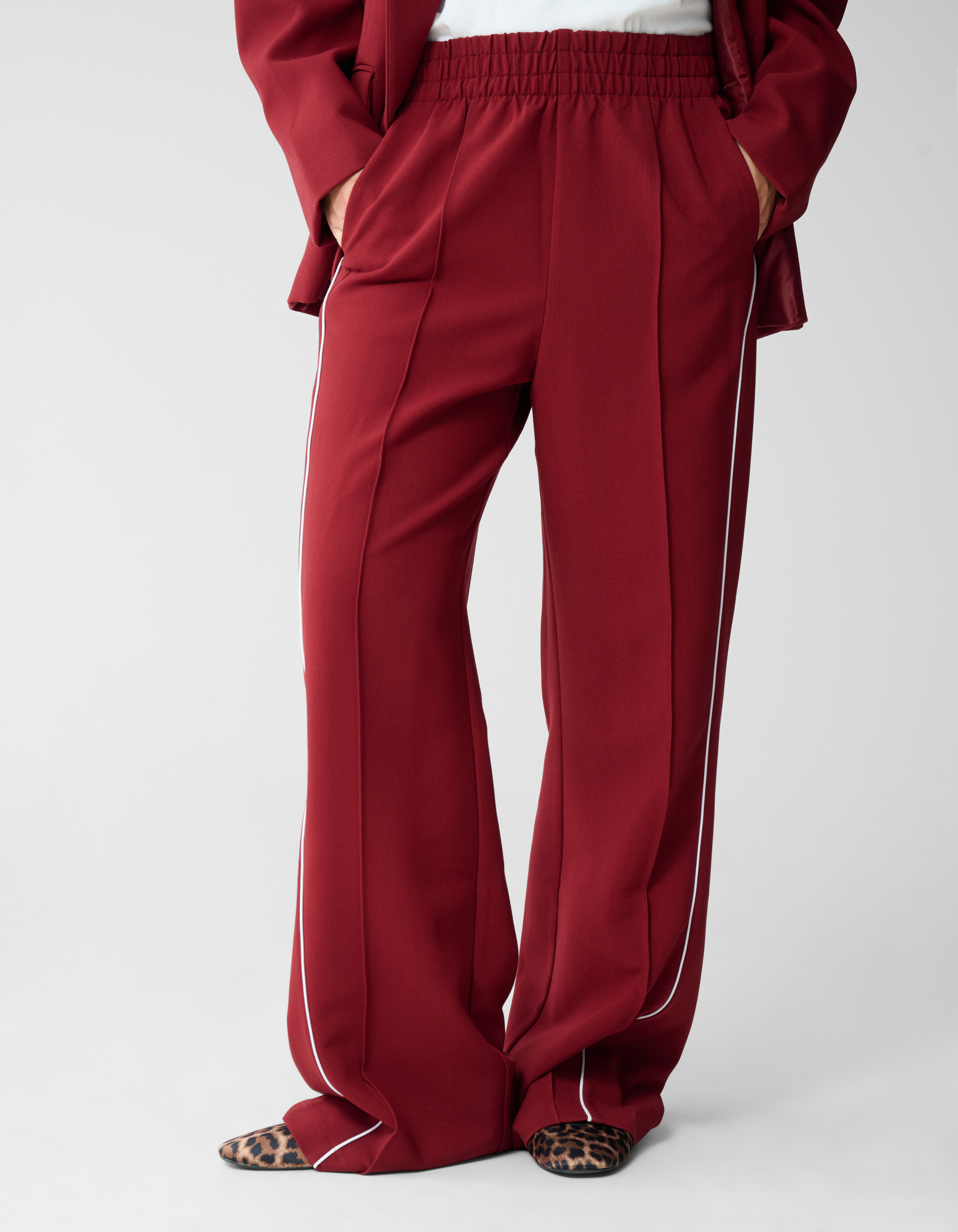 Sporty Wide Leg Broek Rood SHOEBY WOMEN