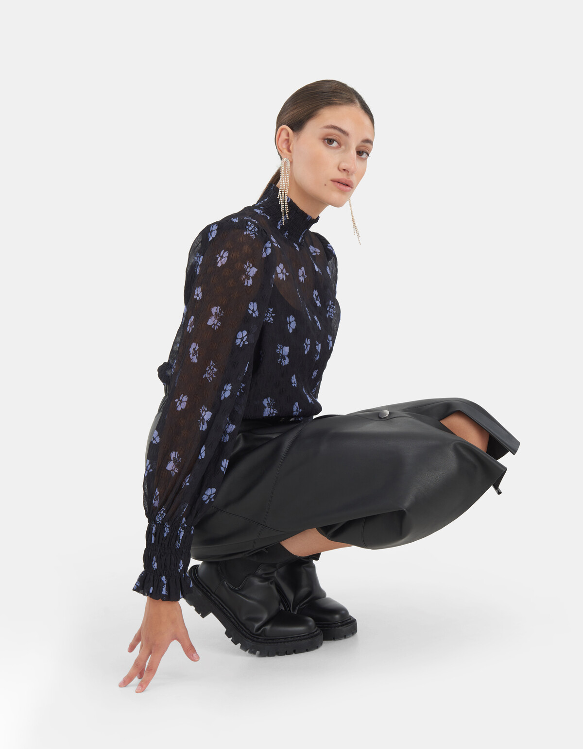 Two Tone Crinkle Blouse