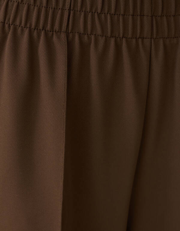 Basic Wide Leg Fit Broek Bruin SHOEBY WOMEN