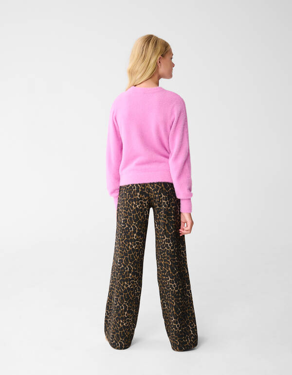 Sporty Leopard Wide Leg Broek Bruin SHOEBY GIRLS
