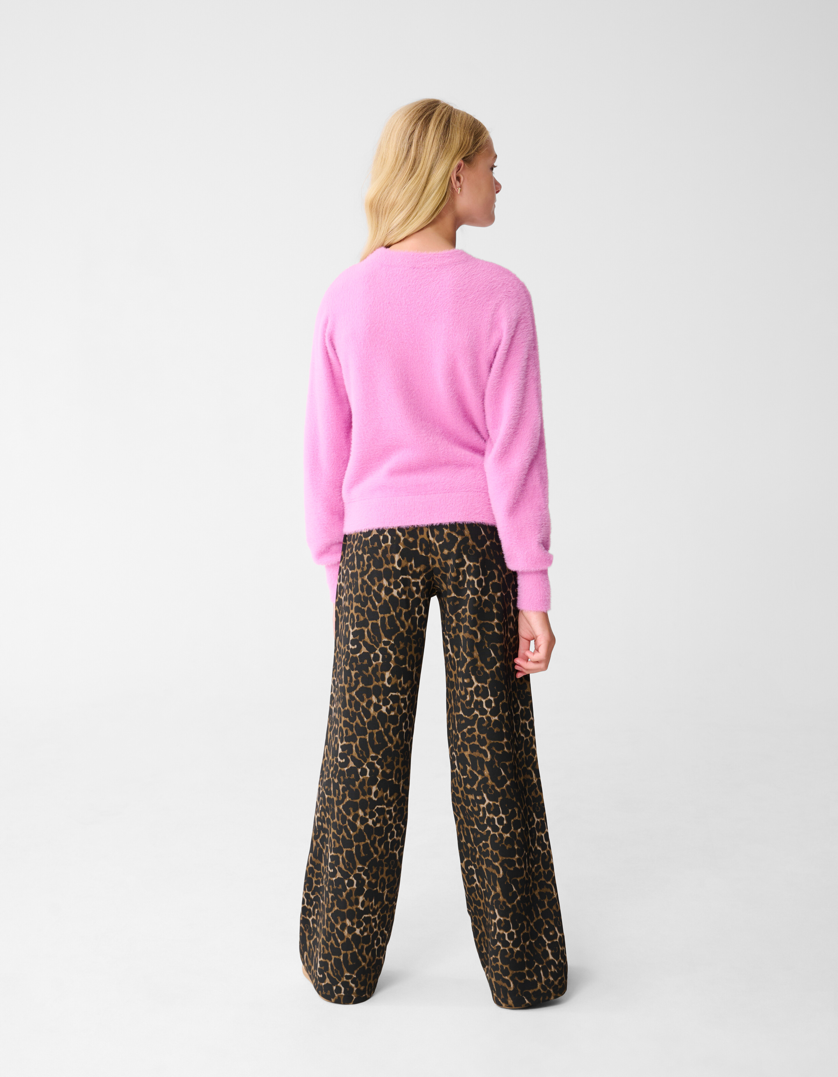 Sporty Leopard Wide Leg Broek Bruin SHOEBY GIRLS