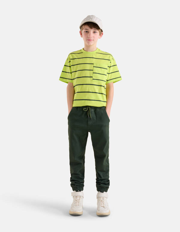 Gestreept T-shirt Limoengroen SHOEBY BOYS